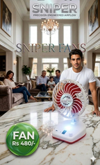 SNIPER BRAND :  FAN  USB CHARGING  USB TABLE FAN . PORTABLE , CAN BE CARRIED IN SMALL BAG . CHARGE : 45 MINUTES. FAN WORKING : 02.30 HOURS  . COLORS : RED  BLUE , WHITE  CALL 8920350870DELIVERY 2 DAYS